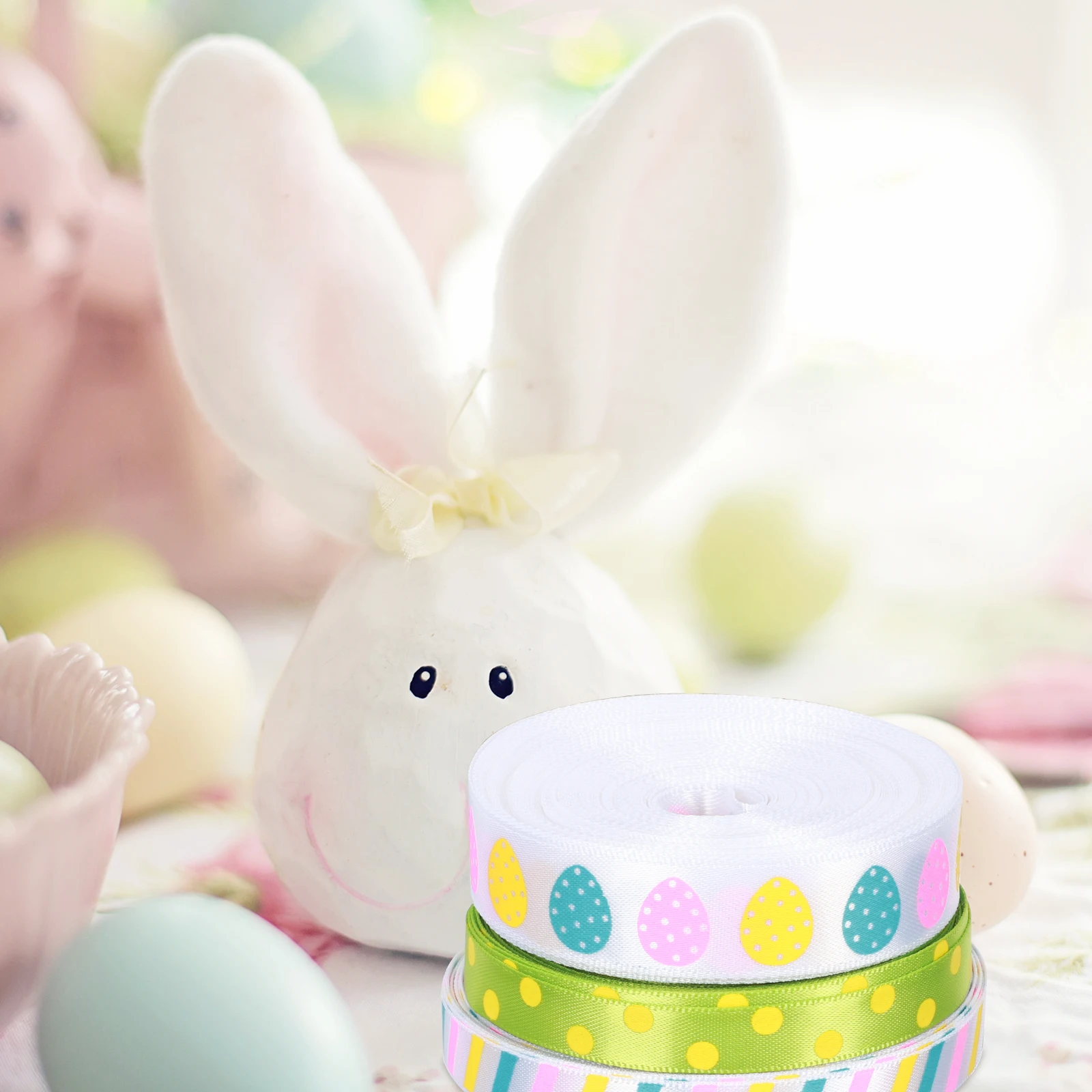 

3 Rolls Easter Wrapping Packaging Spring Festive Decoration Delicate Bow Knots Ribbon Unique Easter Gift Box Decoration for Gift