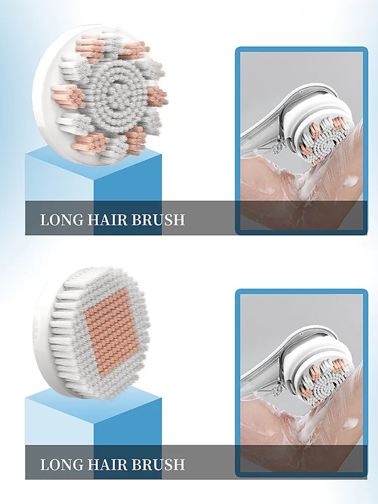 غسالة كهربائية من KEMEI قابلة لإعادة الشحن للاستحمام بمقبض طويل جهاز غسيل دوار للتقشير للاستحمام