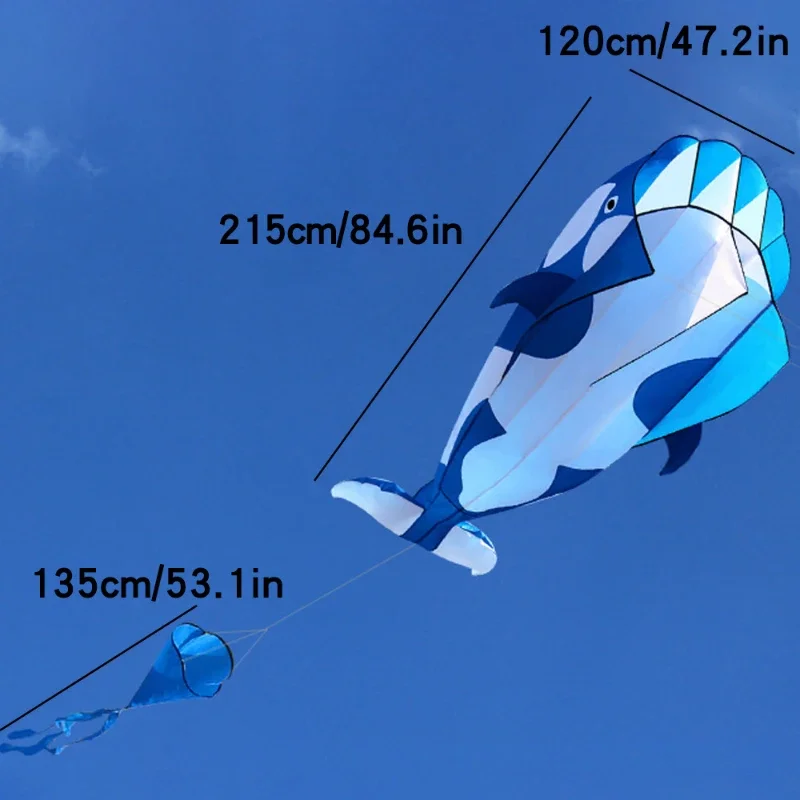 대형 소프트 연, 오르카 모양, 3D 고래 단일 줄 연, 30m 줄, 야외 해변 스포츠 장난감, 성인 및 어린이용 재미있는 연 선물