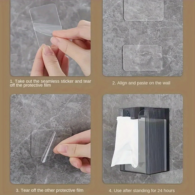 Taschentuchbox-Halter aus Acryl, Wandmontage, transparent, multifunktionaler Papierhandtuchspender für Wohnzimmer und Badezimmer – Detail 8
