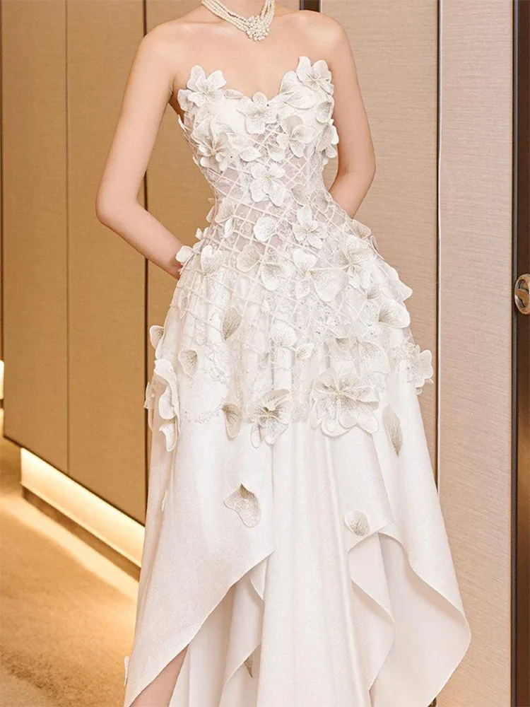 Elegante querida sem mangas apliques flores a linha vestidos de casamento vestidos de noiva personalizados