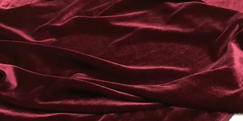 Free 100% mulberry silk velvet georgette tissu flock one-piece dress formal fabric Oxblood red Claret silk velvet fabric