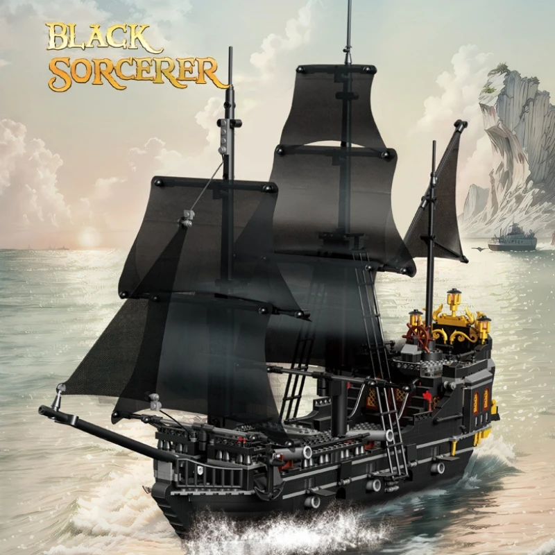 

1424PCS Black Pirate Ship Building Blocks Skeleton Pearl Boat Model Assembly Bricks Toys Desktop Decoration Kids Christmas Gifts