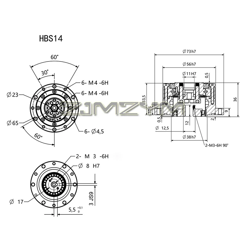 Imagem -05 - Servo Motor Gear Drive para Robot Harmonic Redutor Cup tipo High Precision Gear Joint Hbs14 Hbs1730 50 80 100