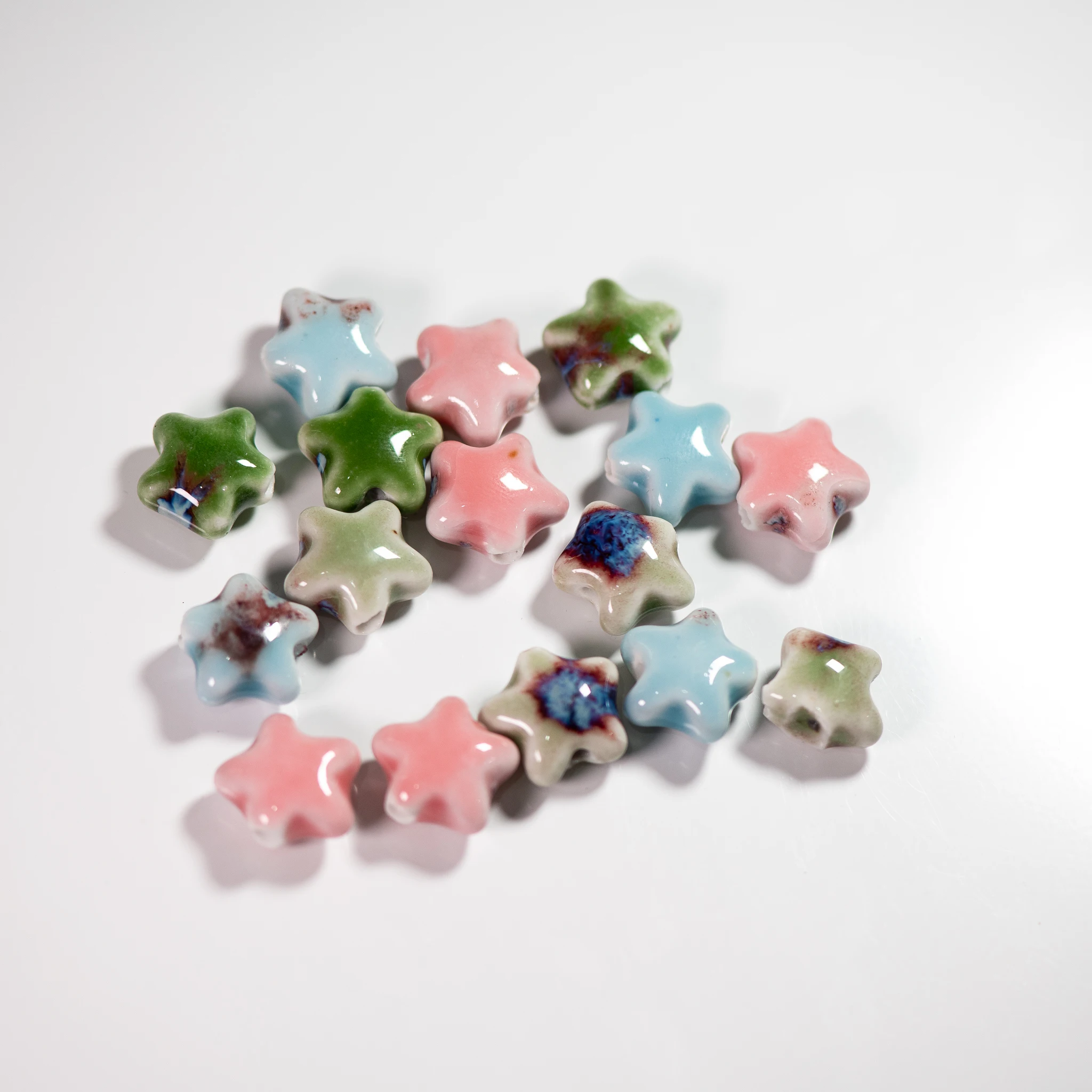 15#10pcs Multicolor Star Shaped Ceramic Beads for DIY Jewelry Making, Handmade Craft Supplies Artistic Craft Accessories