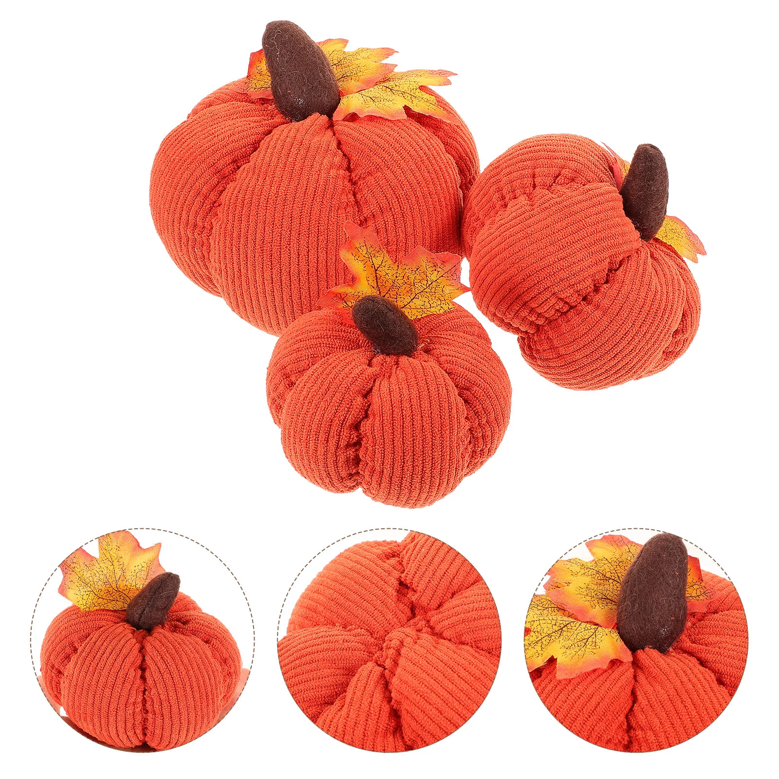 3 Pcs Realistic Fabric Pumpkins Thanksgiving Decor Set Corduroy Harvest Festival nament Lifelike Home Decor Pieces for Kitchen