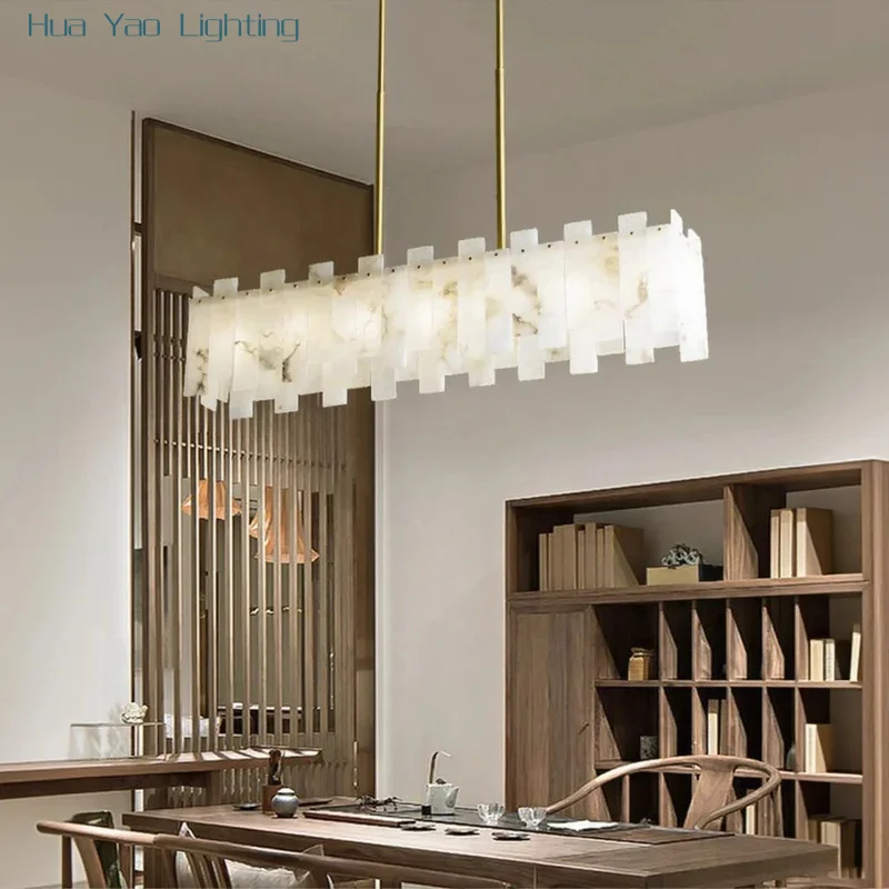 

Modern Marble Chandelier Handcrafted Marble & Solid Brass LED Pendant Light for Luxury Kitchen Islands Dining