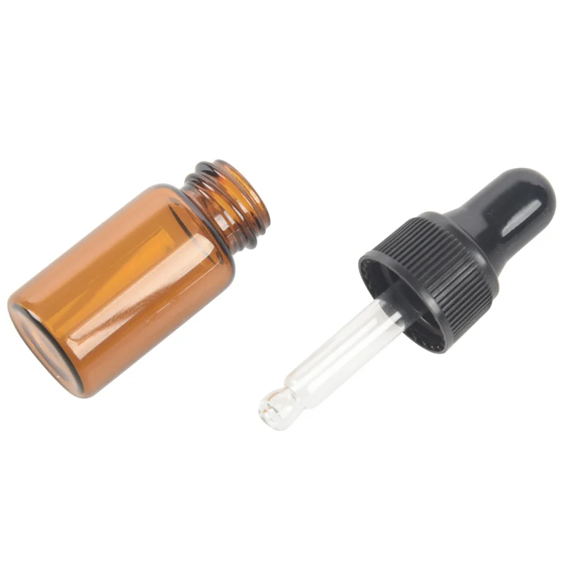 A36T-100Pcs 3Ml Empty Brown Glass Dropper Bottles With Pipette For Essential Oil