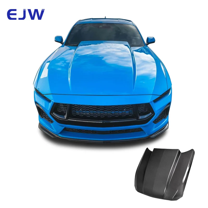 2024 For Ford Mustang Turbocharged Carbon Fiber Hood Modified With Combat Feel Includes Bolts New Condition