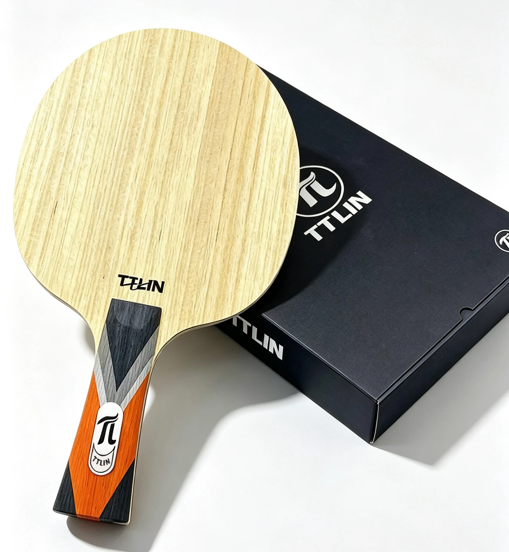 TTLIN CY Orange Feather Series Professional Table Tennis Racket,7Ply Carbon Blade,Diagonal 5-Color Non-Slip Grip,Iridescent Wood