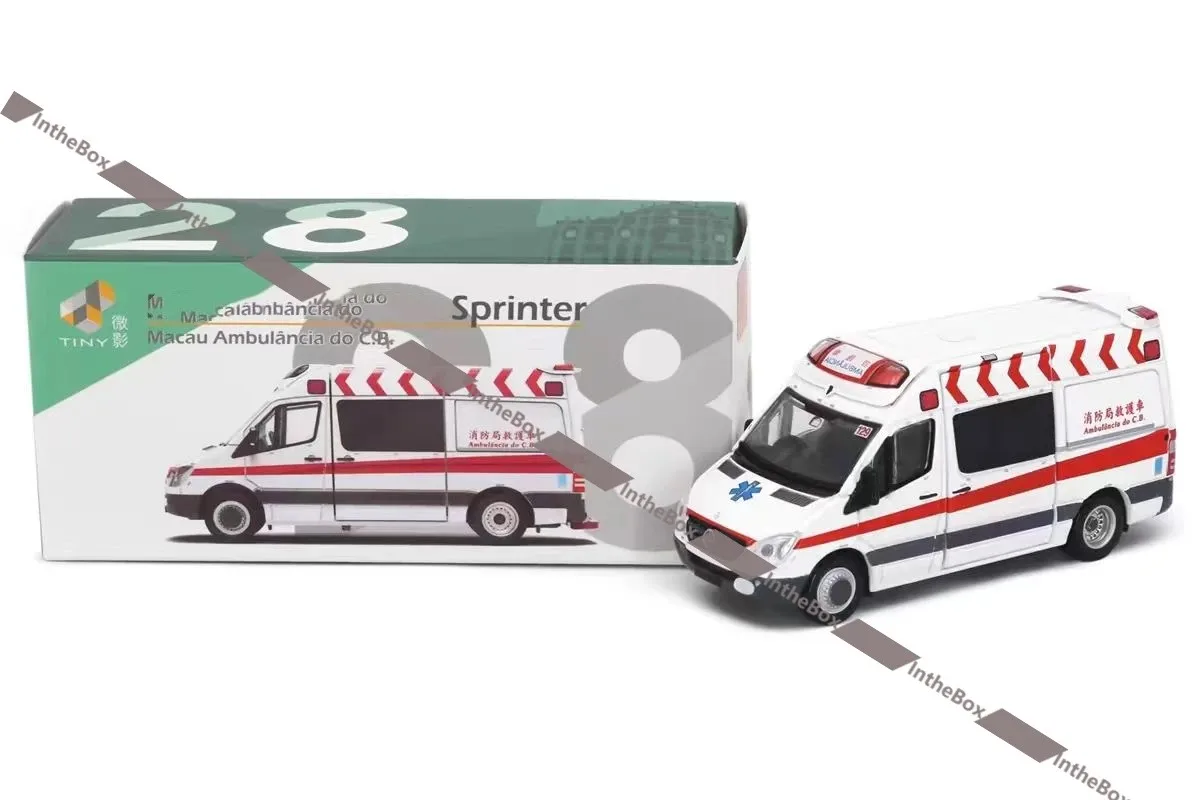

In theBox Store Tiny MC28 1:76 Sprinter Macau Ambulancia do C.B. Model Car Diecast Collection Limited Edition Hobby Toys