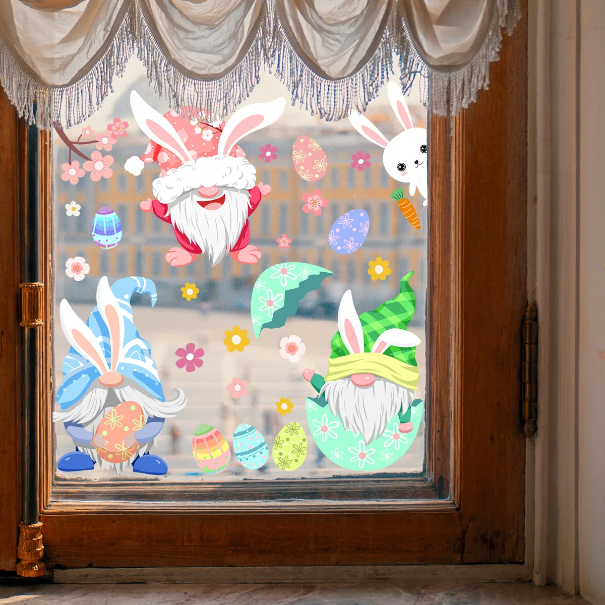 Cartoon Easter Window Sticker Glass Window Electrostatic Sticker Double-sided Printing Visual Wall Sticker