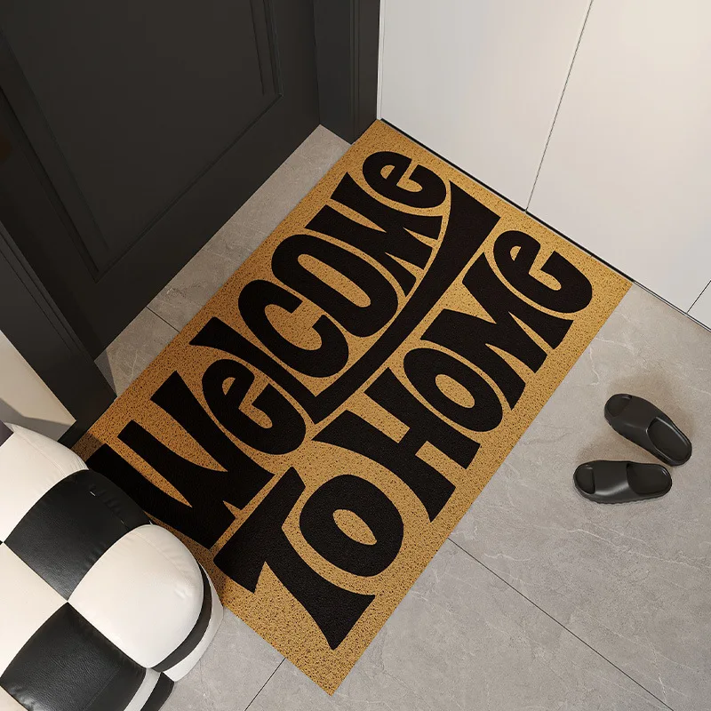 

PVC Welcome Entrance Doormat Retro Floor Mat Dust Removal Carpet for Porch Entryway Hallway Indoor Outdoor Easy Clean Home Decor