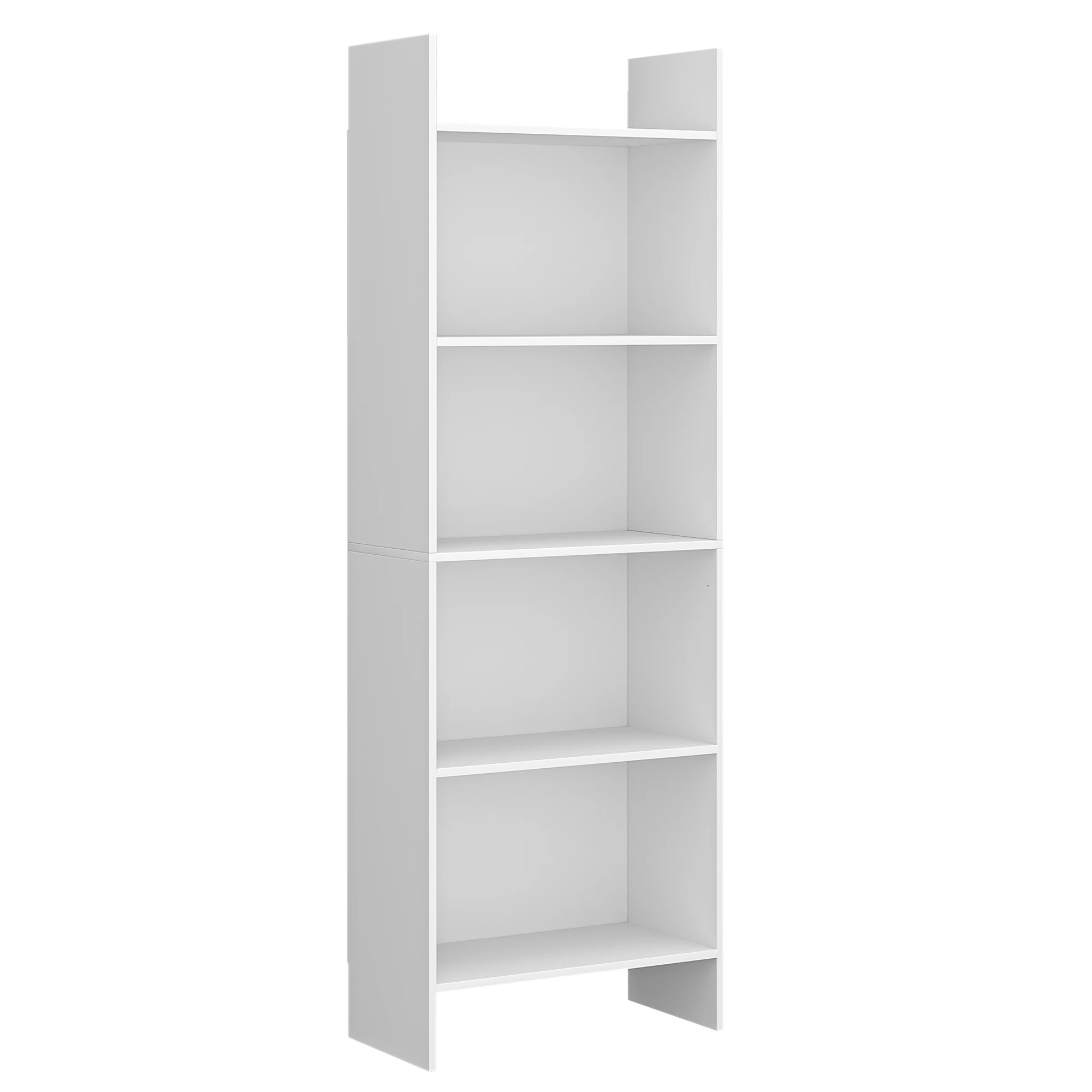 Hzuaneri boekenkast, plank, staande plank, kantoorplank, met 5 vakken, open, voor woonkamer, studeerkamer, kantoor, wit