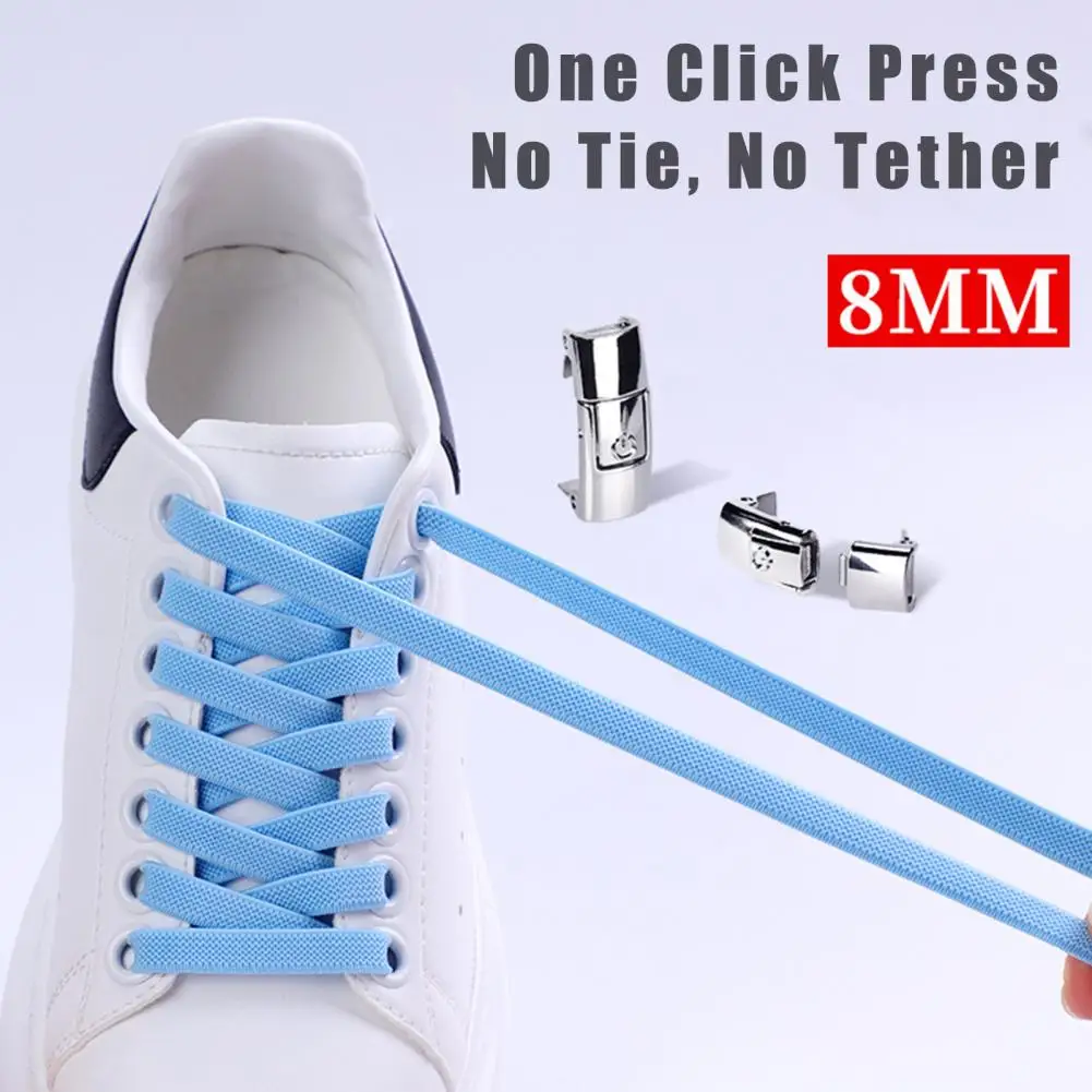 8mm No Tie Flat Hiking Running Shoe Lace Elastic Shoelaces Outdoor Sneakers Quick Safety Flat Shoelace Kids Adult Lazy Laces