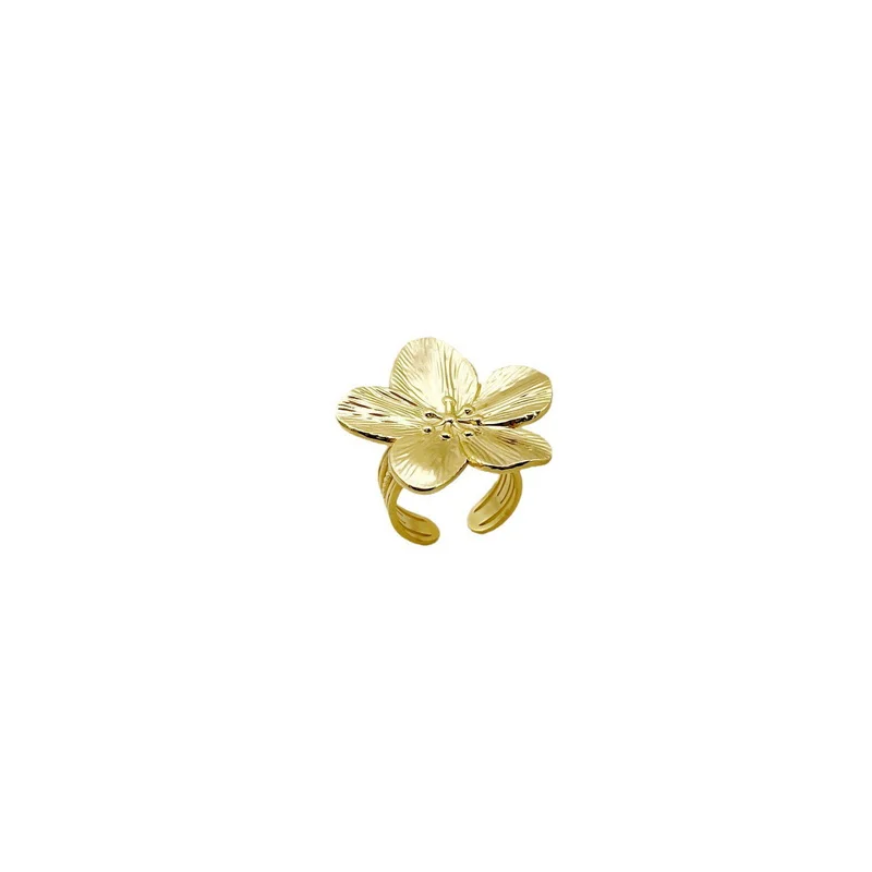 Anillo de flor de Metal de Color dorado Vintage para mujeres y niñas, apertura geométrica Simple, anillo de dedo índice, joyería de temperamento de fiesta, regalos