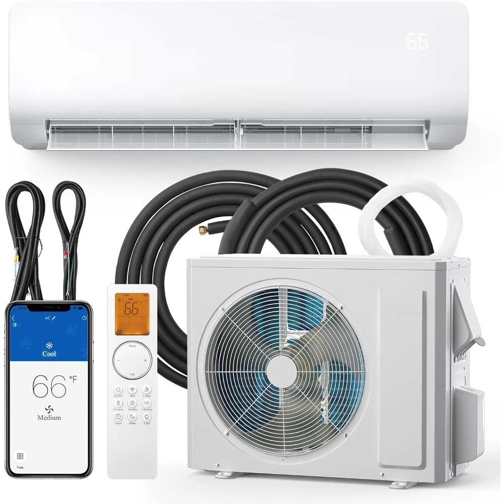 

12,000 BTU Mini-Split Air Conditioner, Wifi Enabled Ductless Inverter Split System AC Unit Heating System, Compatible with Alexa