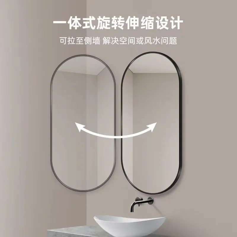 Upgrade Telescopic 360 Degree Rotating Metal Bathroom Washbasin Makeup Table Feng Shui Mirror with LED Fill Light Lamp
