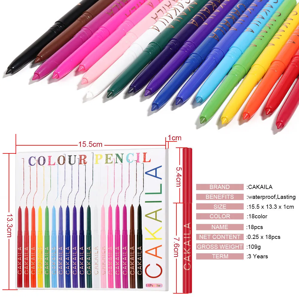 Cmaadu 18 Kleuren Glitter Eyeliner Set Make-Up Kleurrijke Matte Ogen Make-Up Waterdichte Eyeliner Pen Gel Make Up Eyeliners Kit