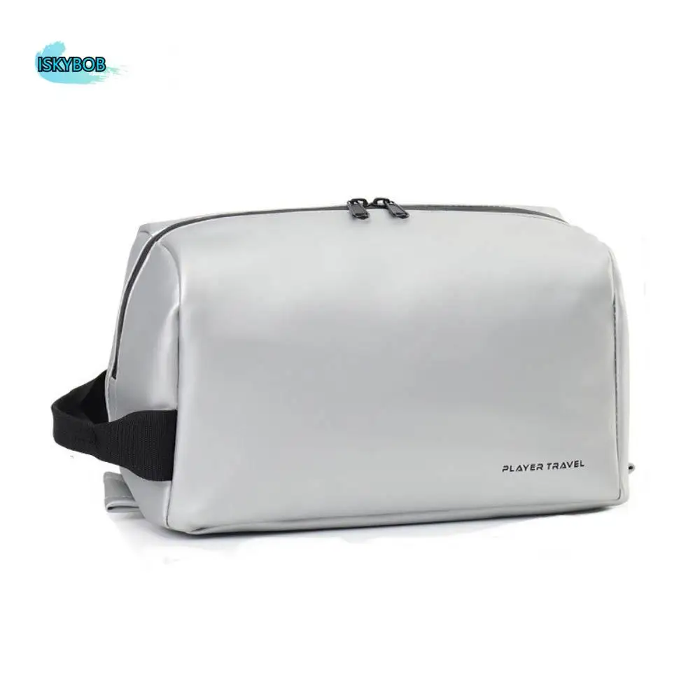 Waterproof Man Cosmetic Bag Large Capacity Handheld PU Toiletry Bag Lightweight Dry and Wet Separation Makeup Bag Travel