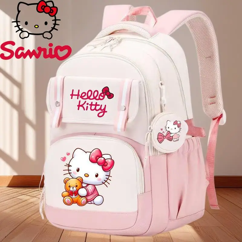 

Hello Kitty New Student Backpack Fashion High Quality Women's Backpack Cartoon Large Capacity Backpack with Pocket Wallet