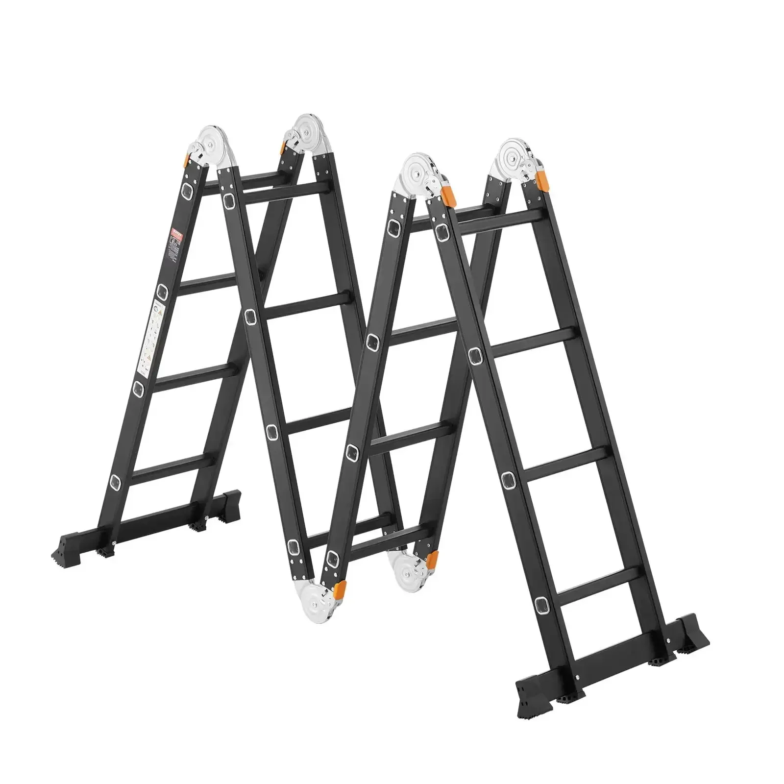 7-in-1 Multi-Purpose Folding Ladder – 4-Step, 15.5 ft Reach Height with Scaffolding Plank