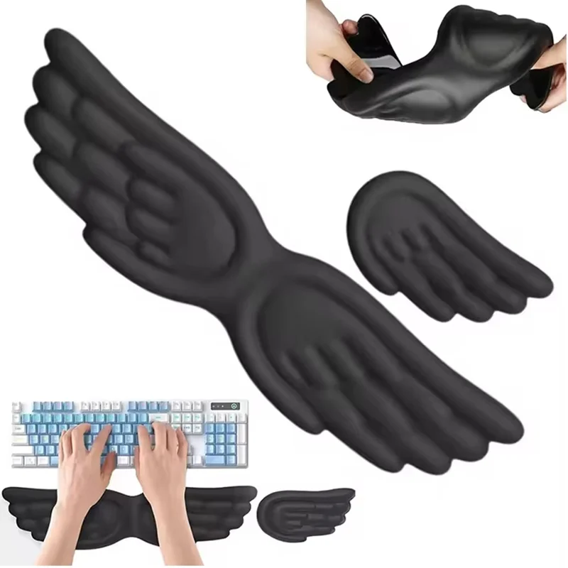 Angel Wing Memory Foam Cushion Support For Typing Gaming Office Work Keyboard Mouse Wrist Rest Ergonomic Desk Accessory Tool Kit