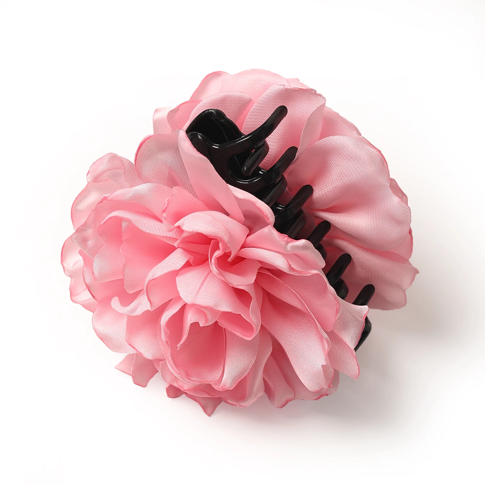 New French Camellia Flower Solid Color Satin Hair Claw Clip for Girls Elegant and Romantic Hairpin Clip Hair Accessories