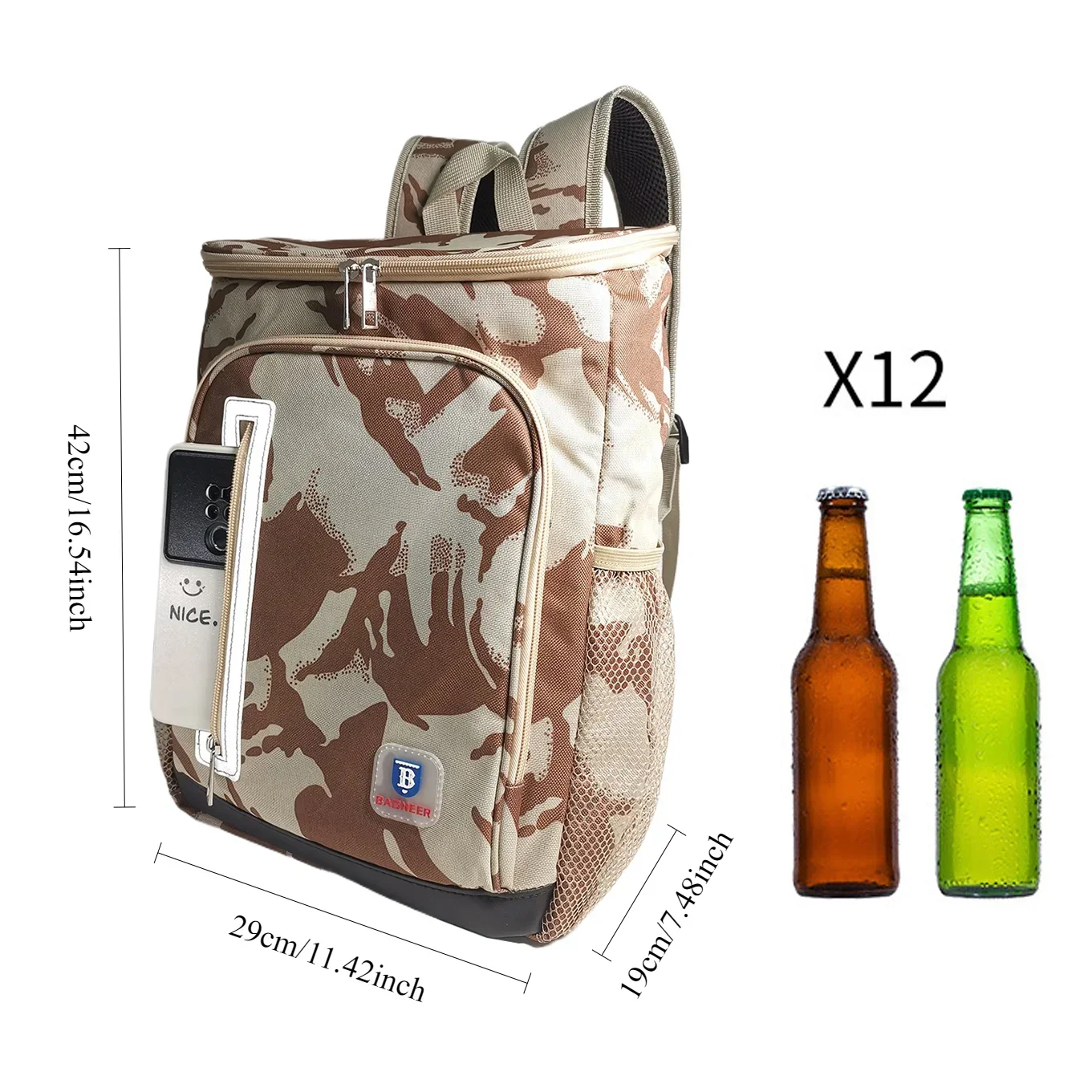 Zaino termico da esterno da 20 litri Picnic Wine Beer Cooler Bag a tenuta stagna Camping Drink frigorifero isolato cibo fresco Lunch Bag