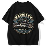 New Men's and Women's Short-sleeved Cotton T-shirt Rock American Retro Harley Motorcycle Printed Loose T-shirt