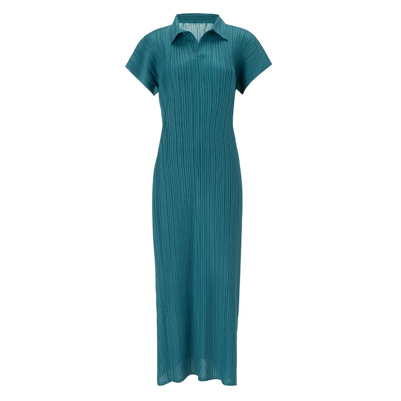 

Pleated clothing 2024 summer classic high-end pleated fashionable lapel casual oversized loose fitting dress