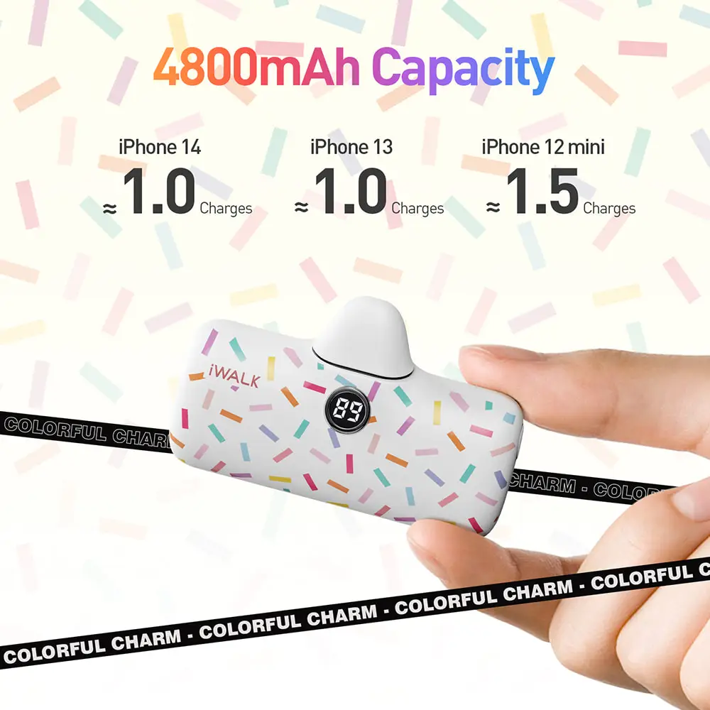 iWALK Capsule with Colorful Pattern Power Bank Portable Battery Fast Charger for Iphone Powerbank Fast Charge External Powerbank