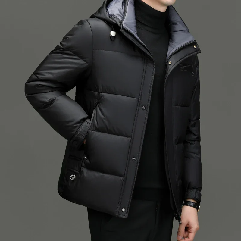 

COZOK Hooded Short Down Jacket Lightweight Padded Jackets Duck Down Padding Designer Men's Winter Clothing Padded Cold Male Coat