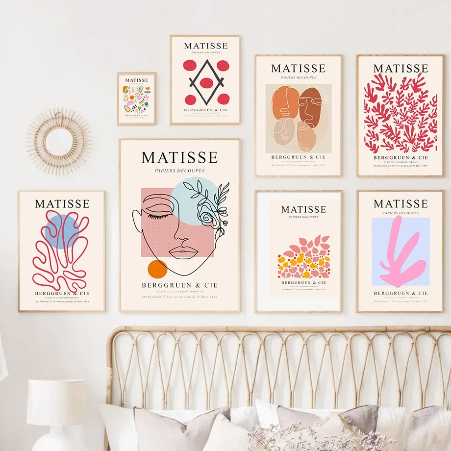 

Matisse Abstract Posters Coral Flower Dance Girl Lines Wall Art Canvas Painting And Prints Wall Pictures For Living Room Decor
