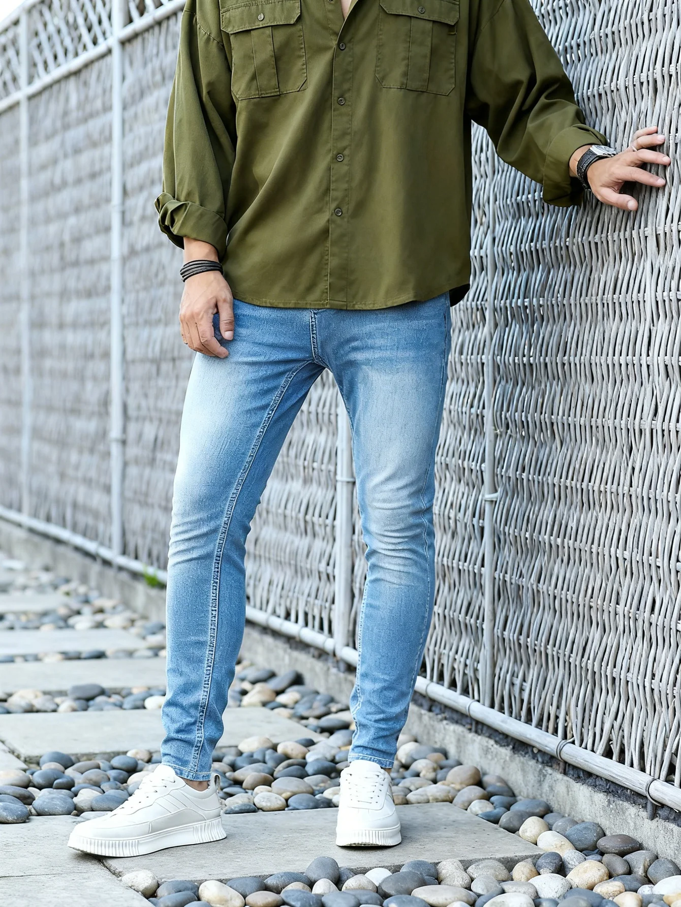 Hip-hop Blue Y2K Drip Men's Slim Jeans Pants Original Trendy Denim Trousers No accessories or belts included