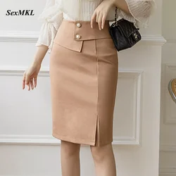 Oversized Pencil Black Skirts Women 2024 Korean Fashion Clothing Elegant High Wiast Bodycon Skirt Sexy Office Midi Mujer Faldas