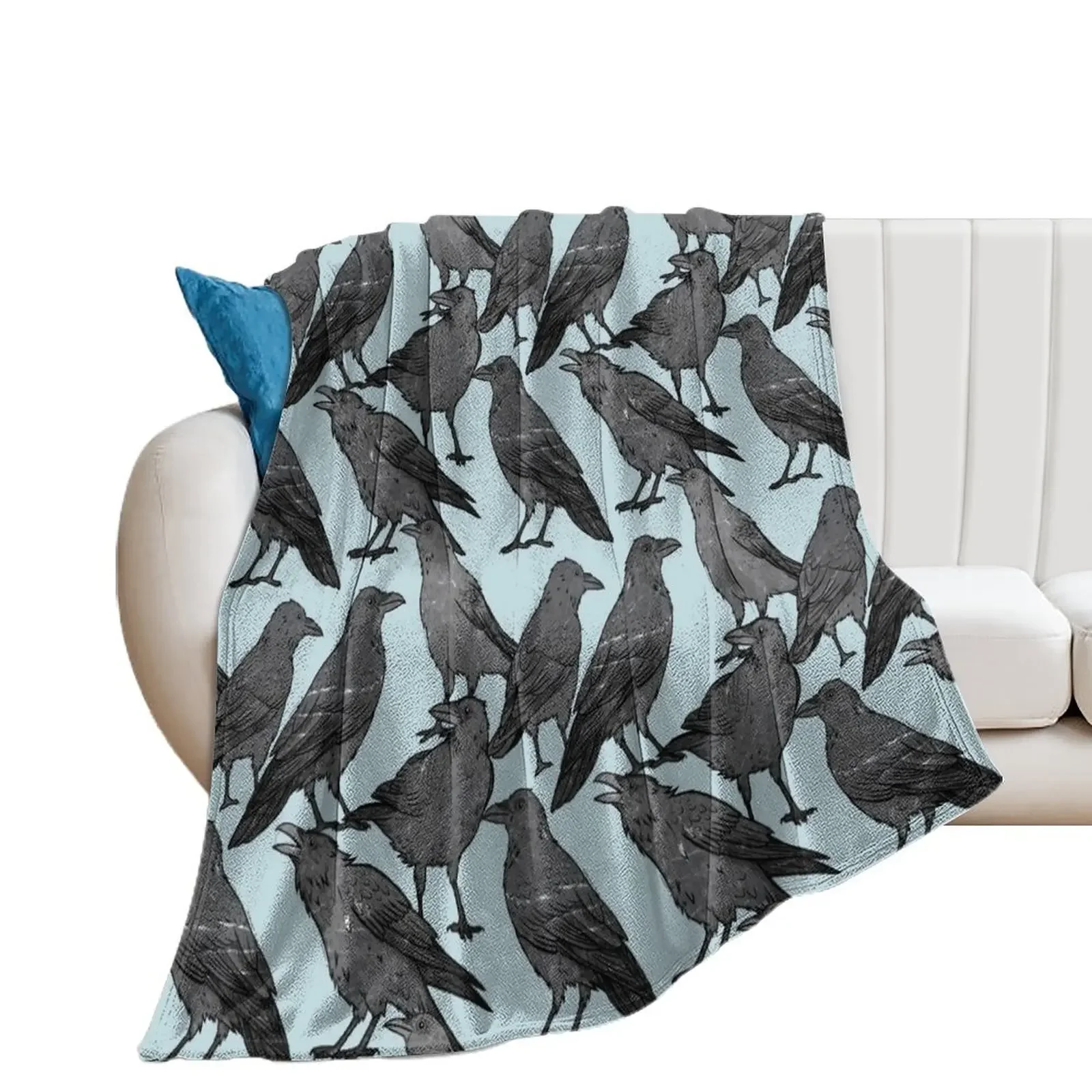 

Cute crow pattern Throw Blanket halloween Shaggy Nap anime Blankets