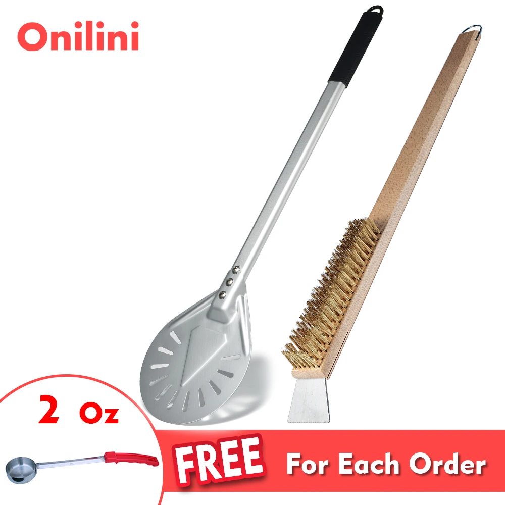 

Onilini 7/8/9 inch Pizza Turning Peel Oven Copper Scraper Brush Short Pizza Shovel Oven Cleaning Brush Pizza Accessories