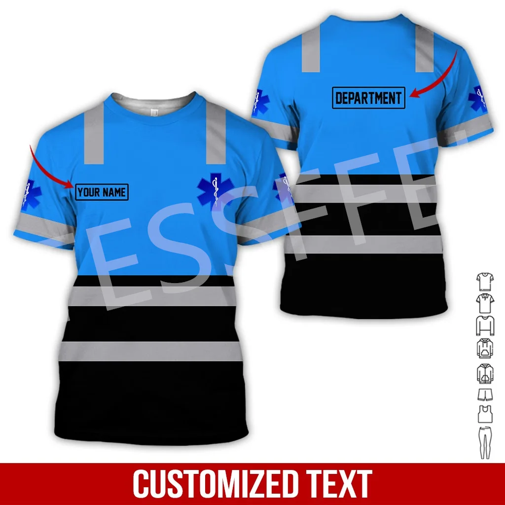 Custom Name Cosplay EMS EMT Medical Paramedic Worker Tattoo 3DPrint Summer Harajuku Streetwear Short Sleeves Casual T-Shirts X2