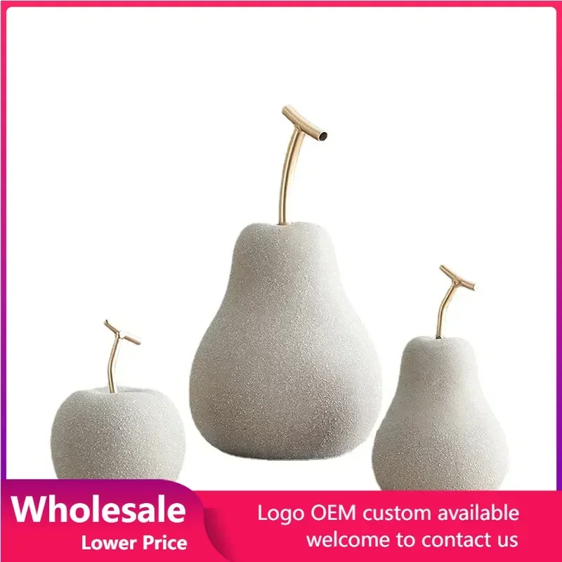 Nordic Ceramic Fruit Decoration  Apple/pear Frosted Porcelain Statue Creative Home Living Room Wine Cabinet Bedroom Decoration