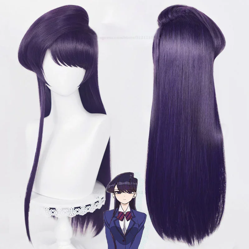 Komi Shouko Cosplay Wig Anime Komi Can't Communicate 80cm Purple Black Hair Ears Bow Tie san Wa Comyushou Desu Wigs