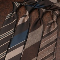 Classic Striped Neck Ties For Men 8CM Width New Trendy Brown Color Neckties Smart Casual Tie Shirt Tuxedo Accessories Cravat
