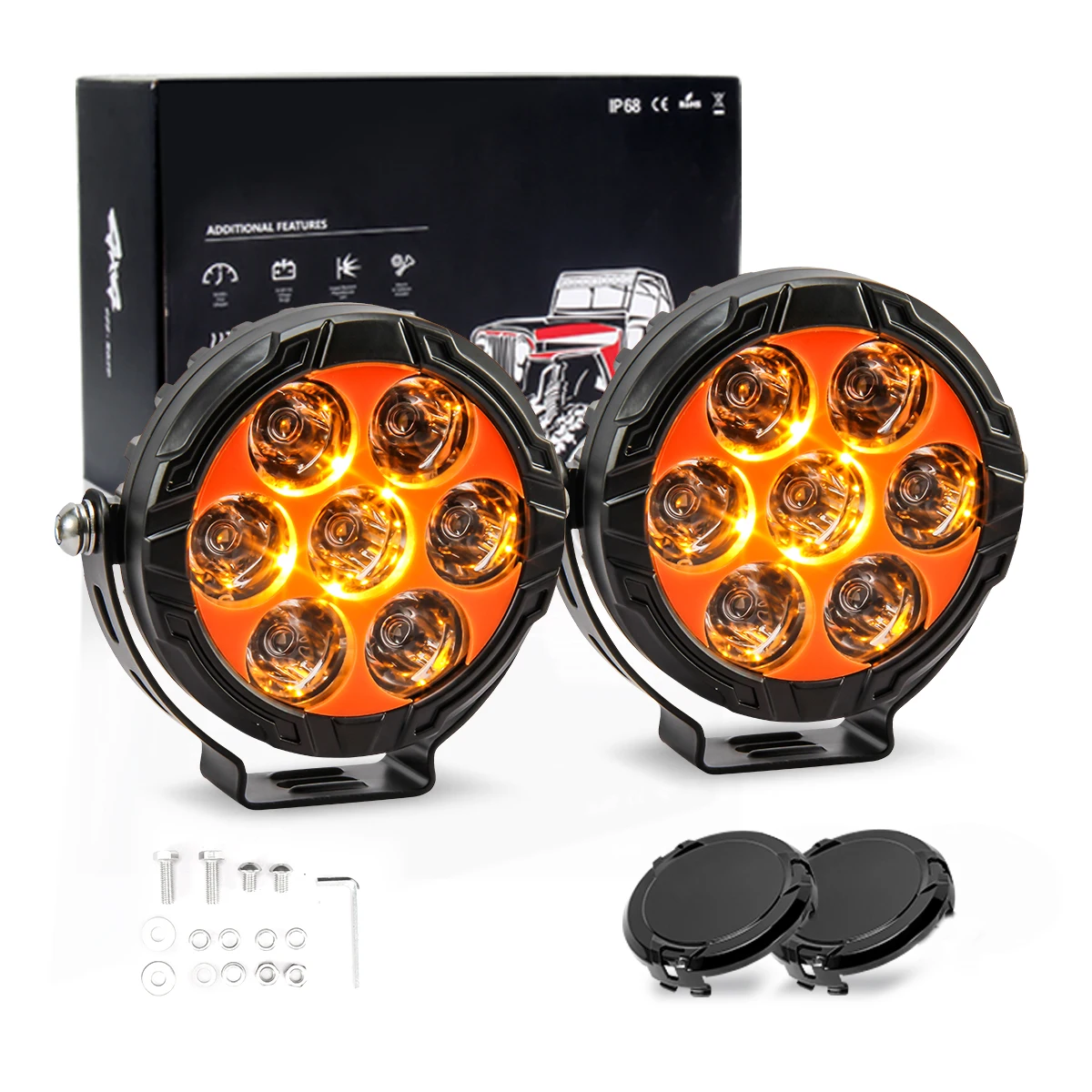 Customize High Lens Projector 4.5 inch Round Headlamps 55W Waterproof LED Driving Light With Bracket