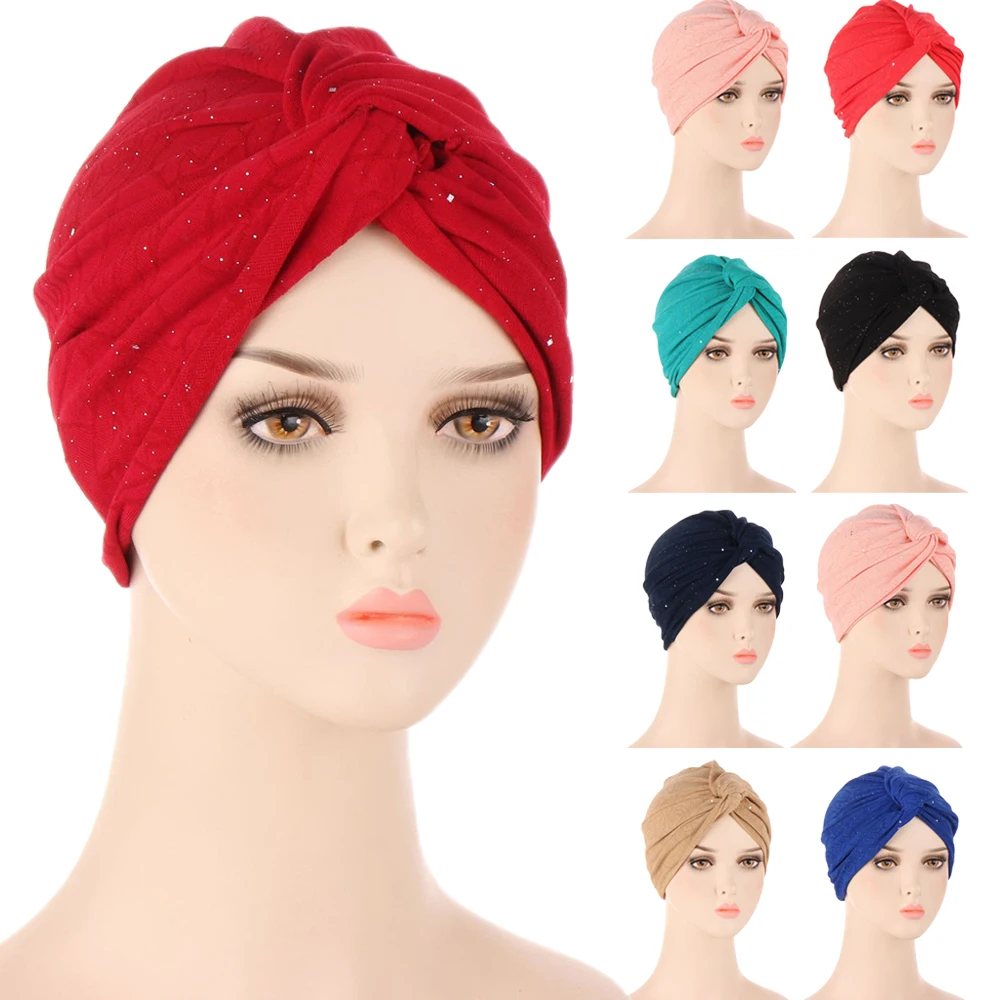 Headwear Beanie Hat Cap Twist Knot Turban Women Chemo Head Wrap Soft Stretch Hair Loss Bonnet Headscarf Headband Turbante Mujer