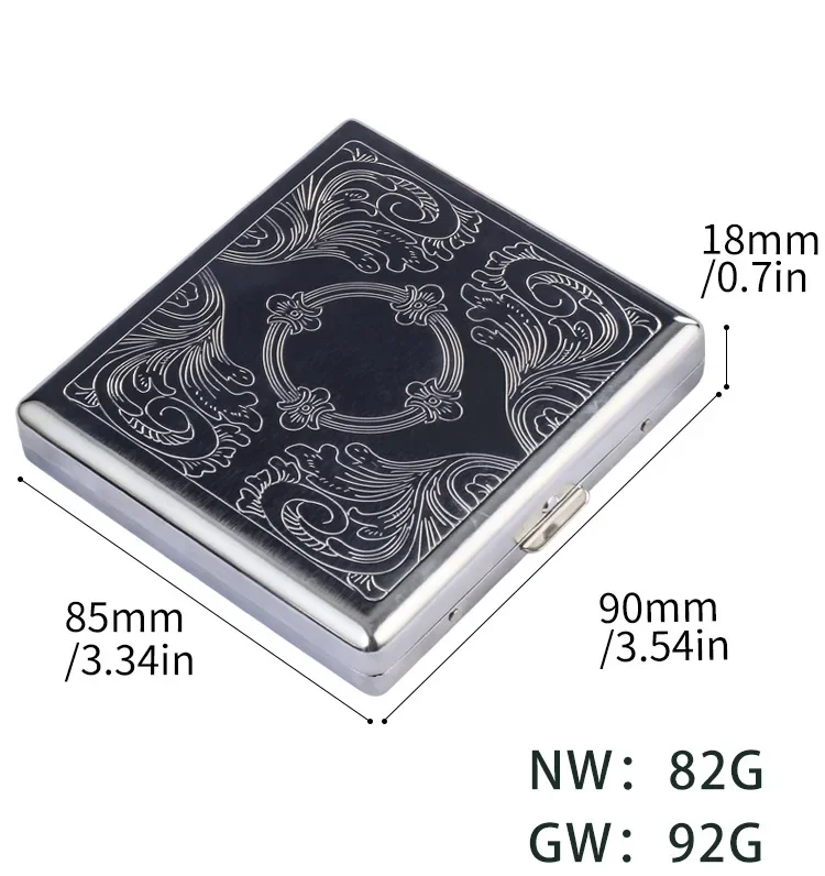 20PCS Metal Cigarette box stainless steel Embossed Portable Cigarette case personalized fashionable storage box Smoking Tool