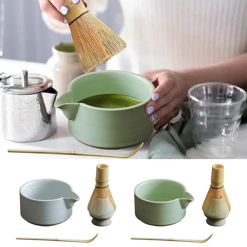 

4PCS Matcha Set Traditional Tea Sets Matcha Bowl Whisk Stand for Matcha Japanese Tea Set Tea Ceremony Matcha Whisk Scoop