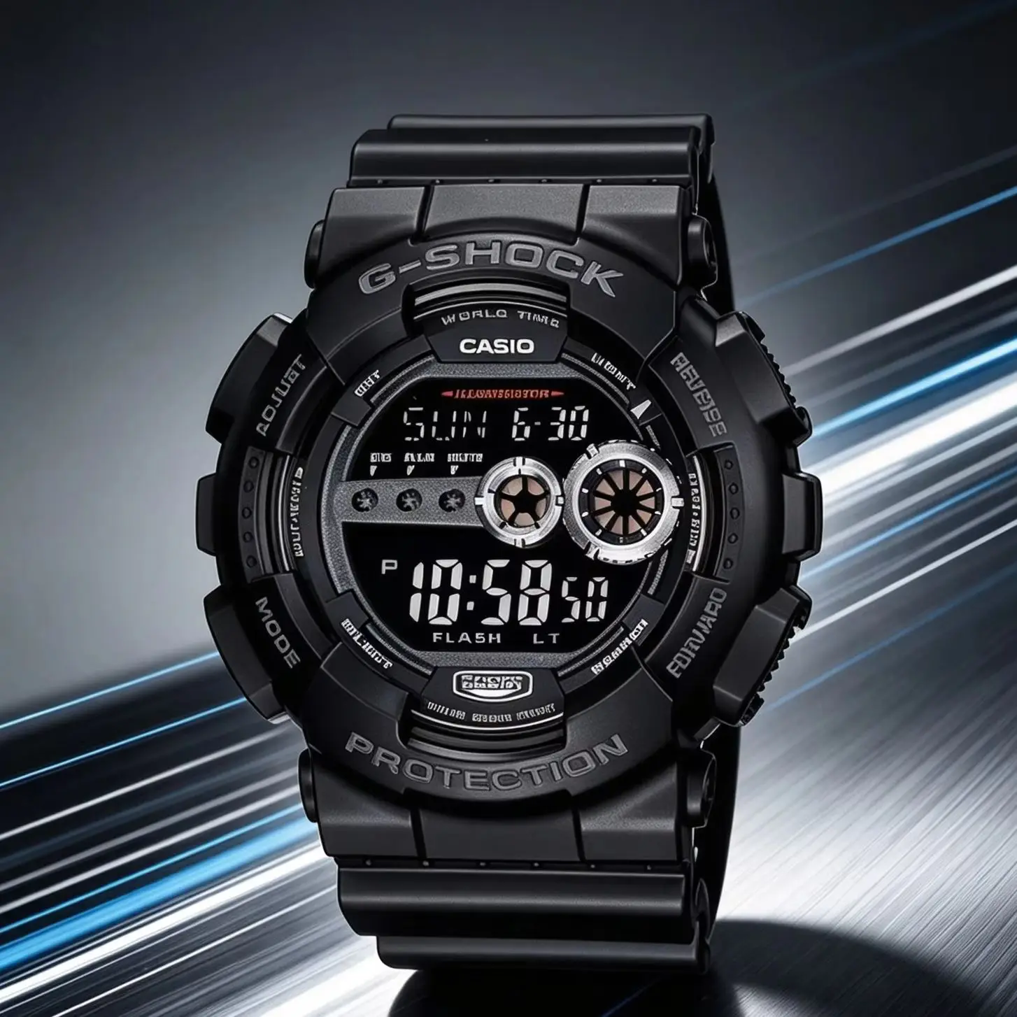 Casio GD‑100 G‑SHOCK Digital Watch | Shock Resistant | 200M Water Resistant | Resin Band | Multi‑Function Sports Wrist Watch