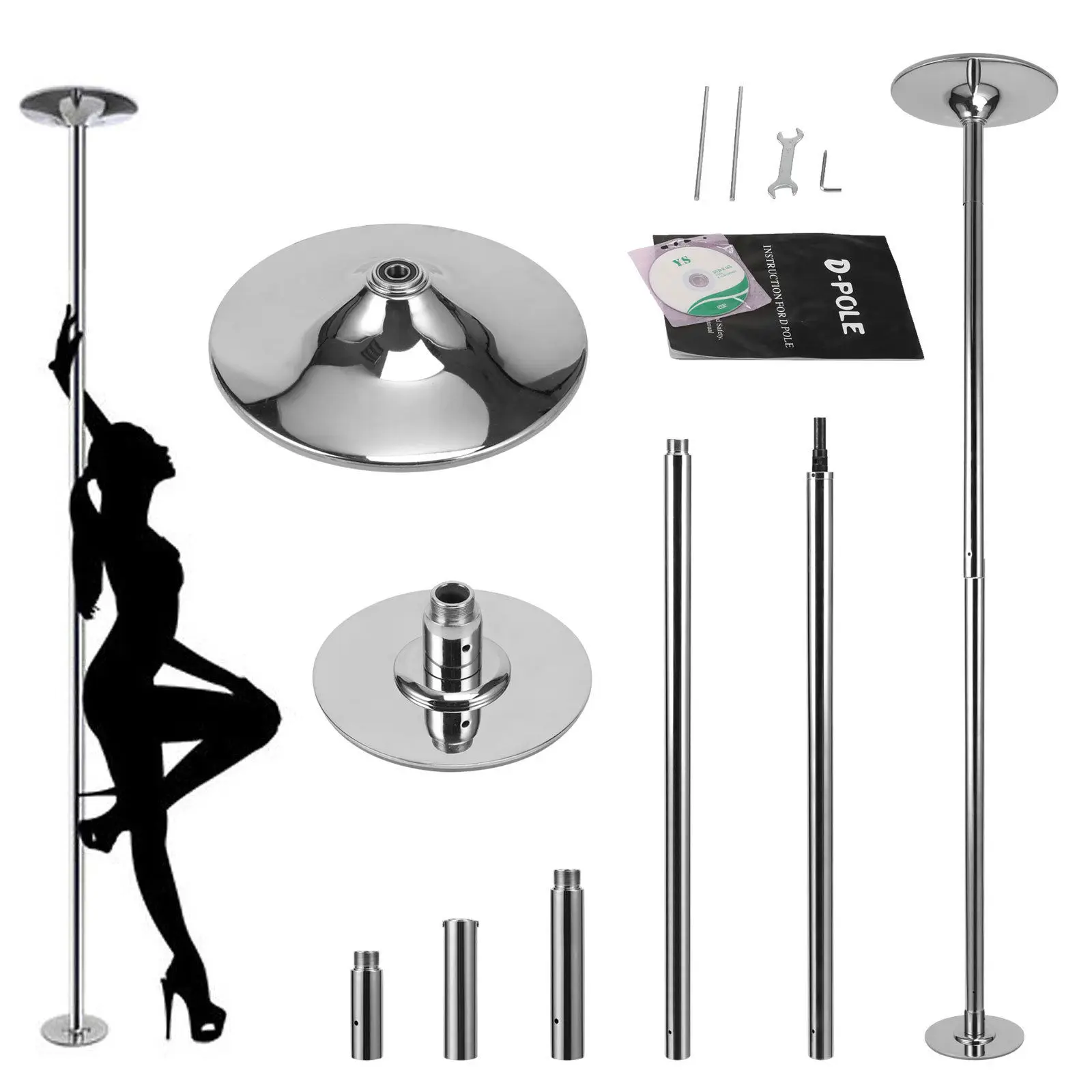 5 Star Pro Spinning Dance Pole with Stage Base, Multi Color Professional Pole Dancing Pole for Performance Venuespromote sales