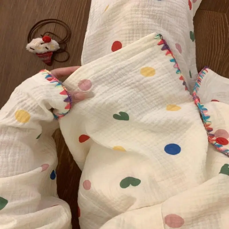 Conjunto de pijama caliente para mujer, pijamas cálidos de invierno para mujer, ropa de hogar a la moda, pijamas, conjunto de pijama lindo y suave de lunares