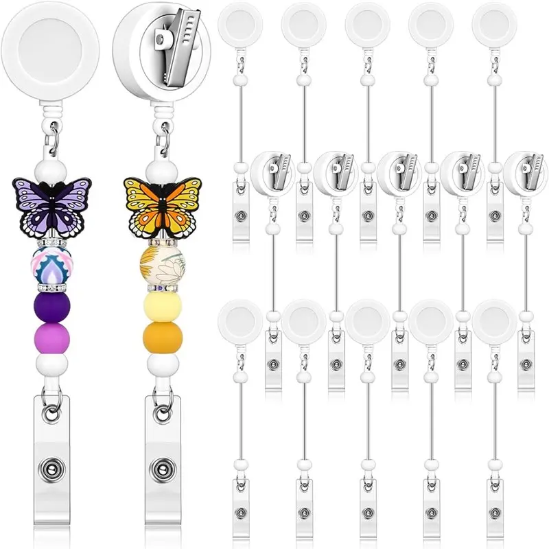 

Зажимы-крокодилы F-F с бусинами и держателем, 15 шт., оптом, для изготовления украшений своими руками, для учителей и офиса